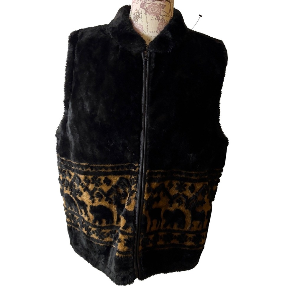 Vintage animal print faux fur vest‎ Bear Ridge Outfitters XL Made in USA